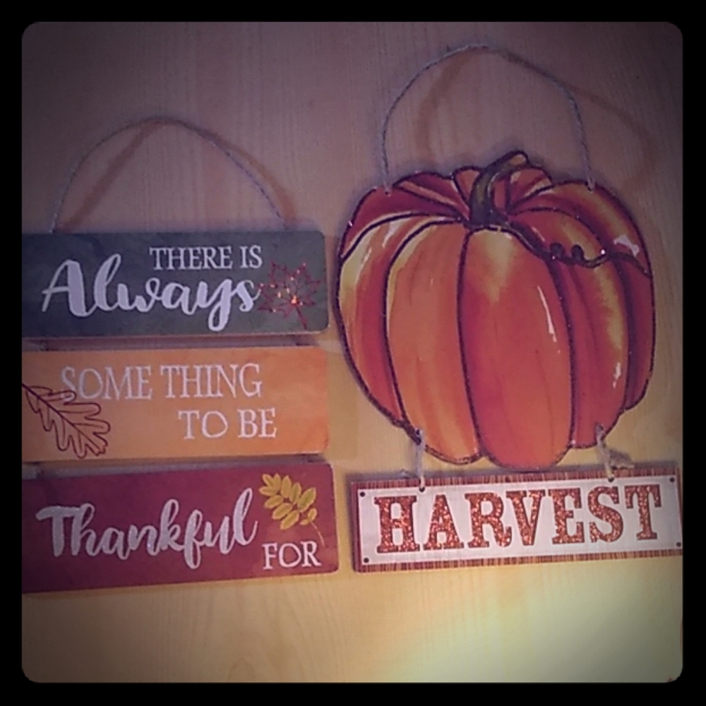 Thankful and harvest decoration, set of two